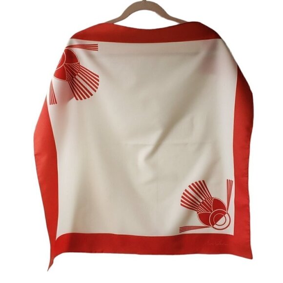 Vintage Eve Dedree Red & Cream Scarf Abstract Geo Print - Picture 4 of 6